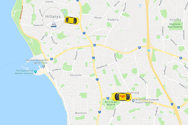 Hillarys to Duncraig map