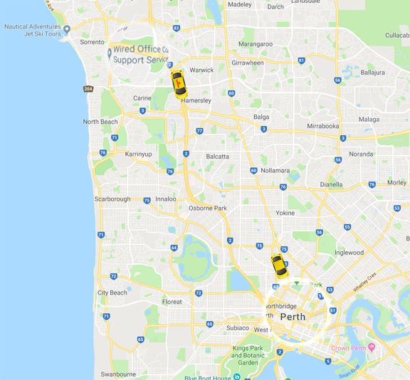 Perth to Duncraig map